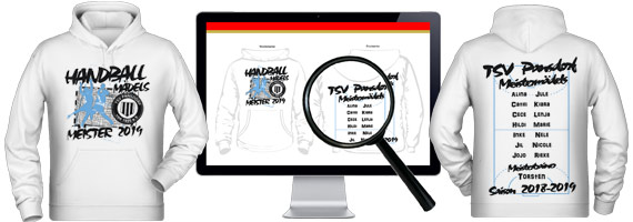 Druckvorschau Pulli bedrucken Verein